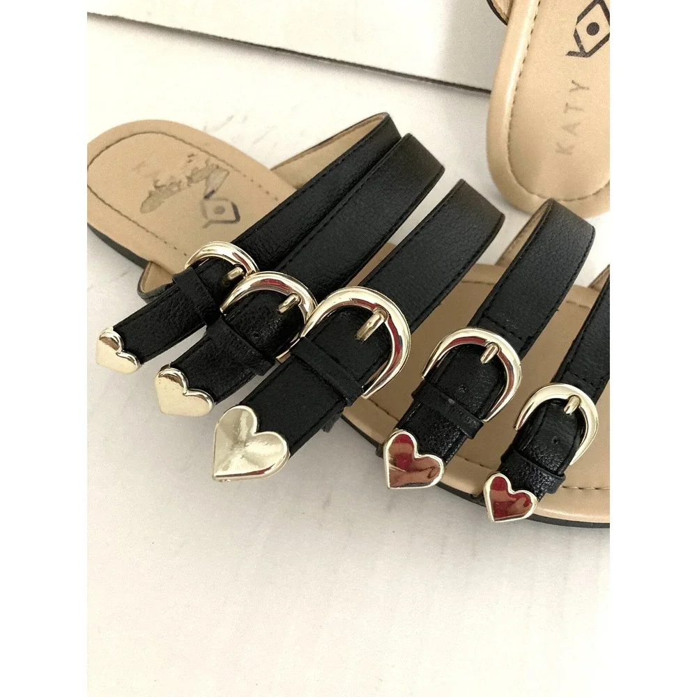 Katy Perry‎ sandals Black Size 6.5 Straps Hearts slip on Coastal Grung
